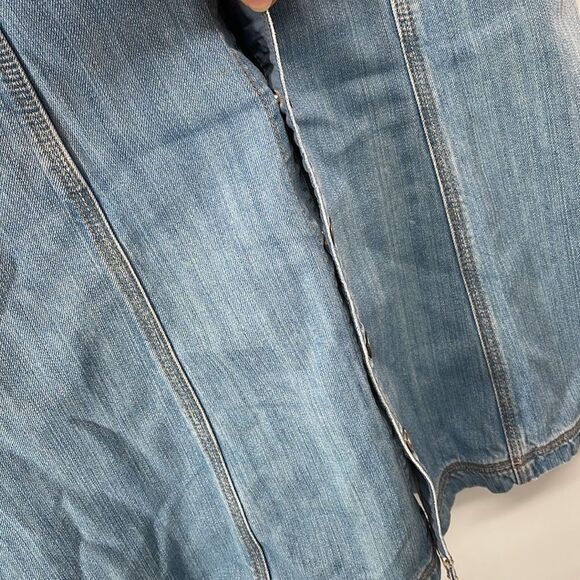 Eddie Bauer denim midi skirt front button 100% cotton EUC 8 jean jeans a-line - Picture 4 of 8